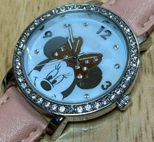 Load image into Gallery viewer, Disney Mickey Accutime Rhinestone Leather Analog Quartz Watch Hours~New Battery
