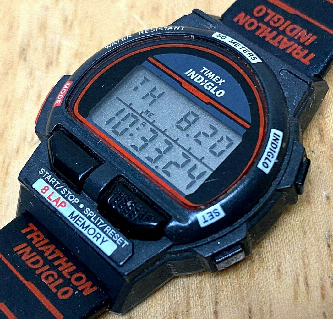 VTG Timex Triathlon Indiglo Lady 50m Digital Alarm Chrono Watch Hour~New Battery