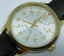Load image into Gallery viewer, Timex Men 30m Military Dial Gold Tone Leather Analog Quartz Watch Hours~New Batt

