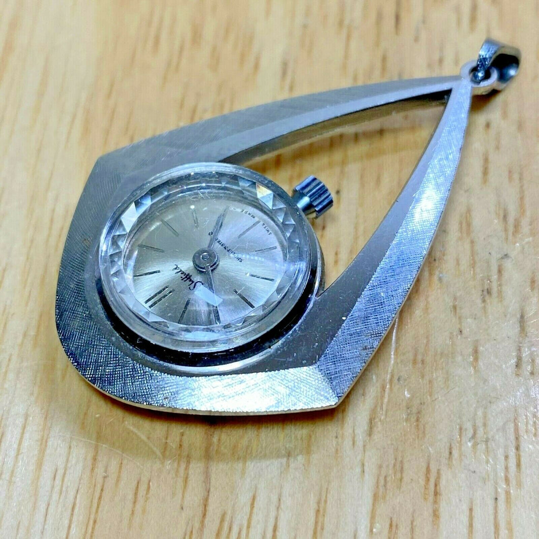 Vintage Sheffield Swiss Lady Silve Hand-Wind Necklace Pendant Pocket Watch Hours