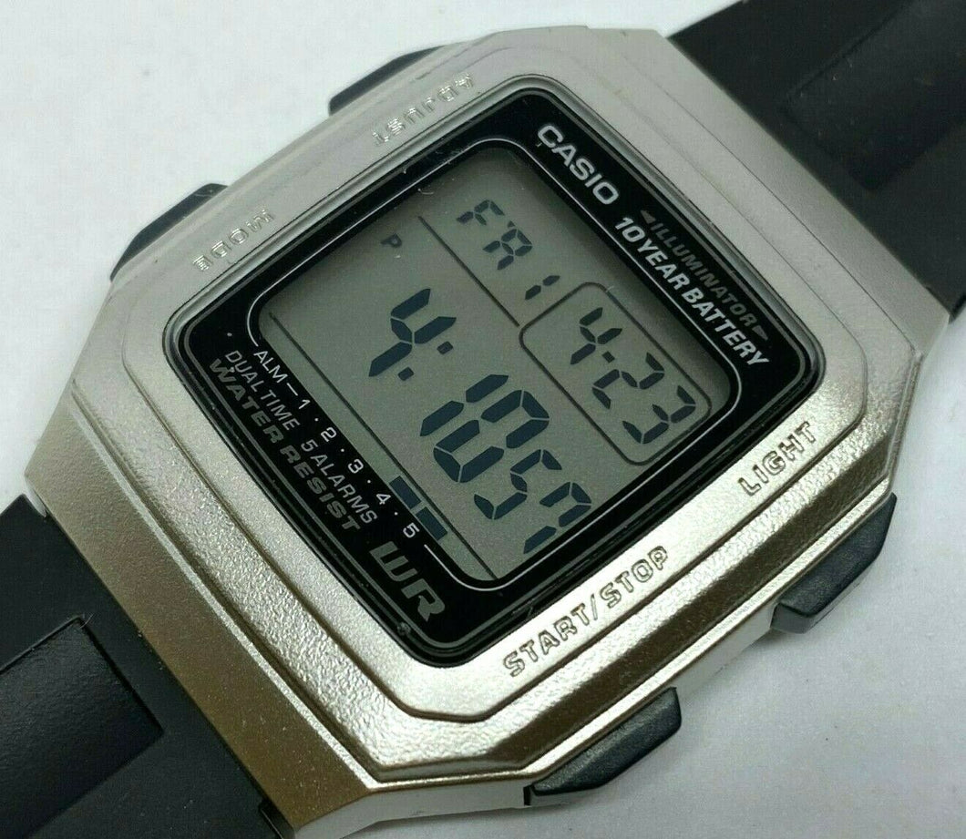 Casio F-201WA Men Silver Barrel Digital Alarm Chrono Quartz Watch Hours~New Batt