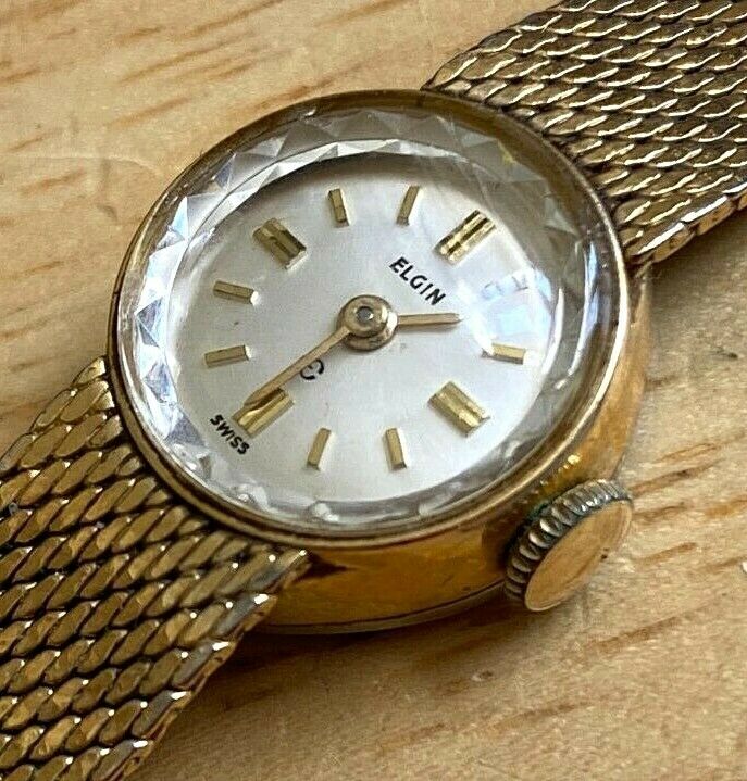 Vintage Elgin Lady 10k RGP GF Band Classic Swiss Hand-Wind Mechanical Watch Hour