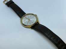 Load image into Gallery viewer, Timex Men 30m Military Dial Gold Tone Leather Analog Quartz Watch Hours~New Batt
