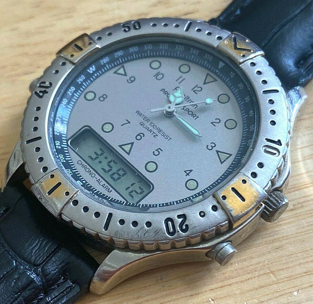 VTG Armitron Men Moving Bezel Analog Digital Alarm Chrono Watch Hour~New Battery