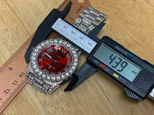 Load image into Gallery viewer, Charles Raymond Men Bling Rhinestone Red Dial Analog Quartz Watch Hours~New Batt
