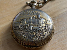 Load image into Gallery viewer, Vintage JC Penny Mens Gold Tone Railroad Train Swiss Made Hand Wind Mechanical Watch Hours
