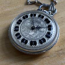 Load image into Gallery viewer, Vintage Hanover Lady Silver Fancy Dial Swiss Made Hand Wind Mechanical Pendant Necklace Pocket Watch Hours
