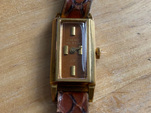 Load image into Gallery viewer, Vintage Anne Klein Lady 17 Jewels Gold Tone Rectangle Leather Band Hand-Wind Mechanical Watch Hours
