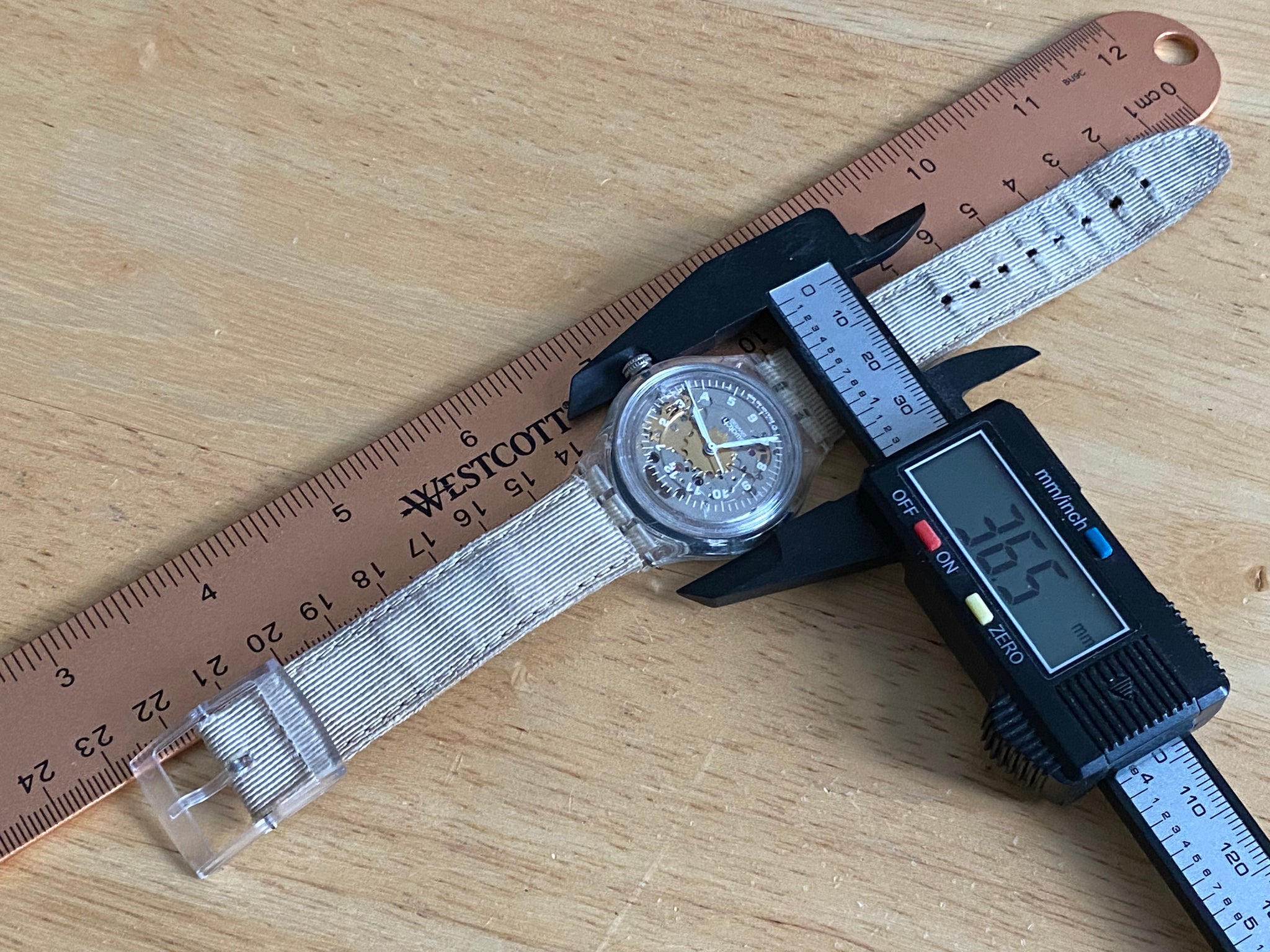 Swatch Transparent Skeleton Watch with Beige Leather Strap Vintage Swatch Skeleton Watch GK337, Swiss Made, NOS  main image 3