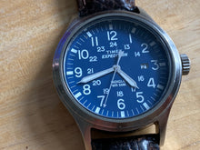 Load image into Gallery viewer, Timex Expedition Indiglo Mens 50m Silver Blue Military Dial Analog Quartz Watch Hours~Date~New Battery
